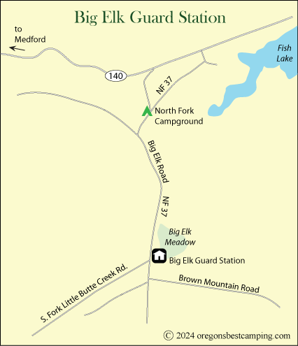 Big Elk Guard Station Map, Rogue River-Siskiyou National Forest, Oregon