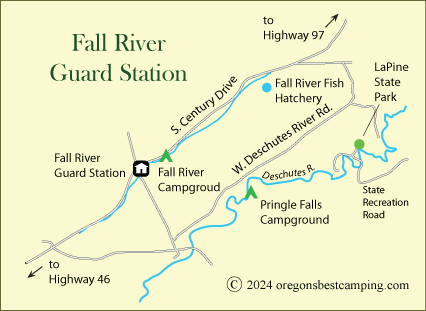 Fall River Guard Station map, Deschutes National Forest, Oregon