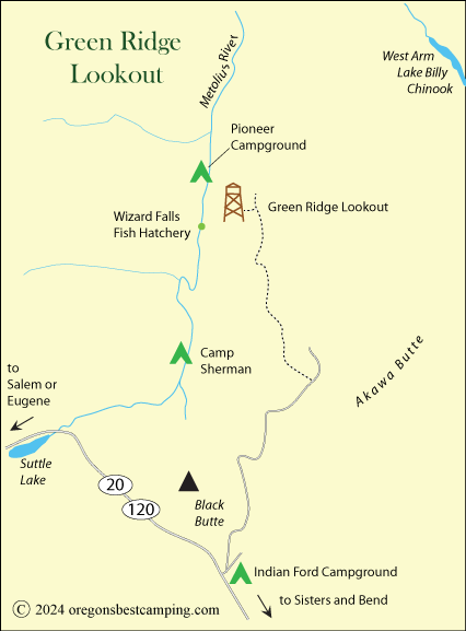 Green Ridge Lookout  map, Deschutes National Forest, Oregon