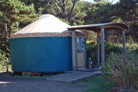 Beachside State Recreation Site Campground yurt, Lincoln County, Oregon